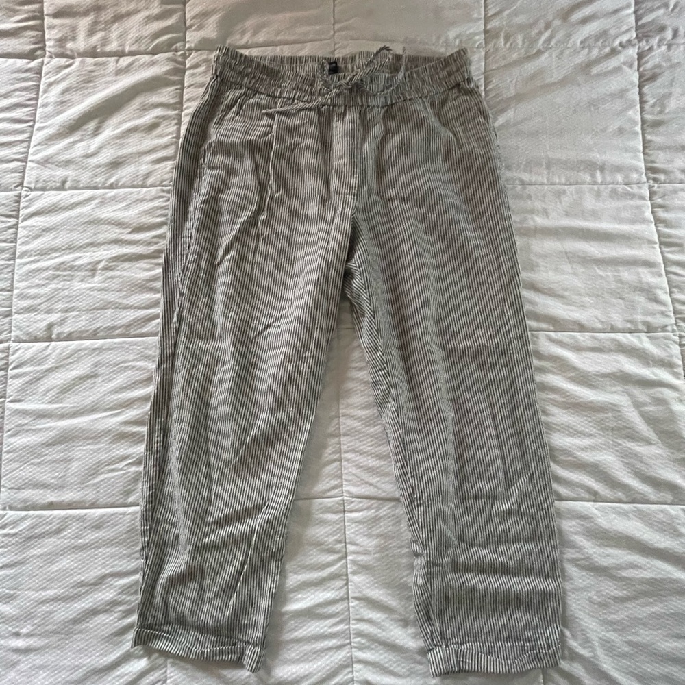 J.Crew Black and White Striped Trousers